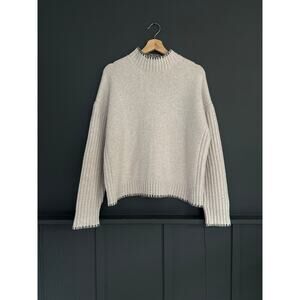 Joie Knit Mockneck Knit Boxy Sweater Cream Light Beige Size Large